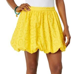 Lilly Pulitzer Yellow Leah Eyelet Bubble Skirt Size 6 NWT